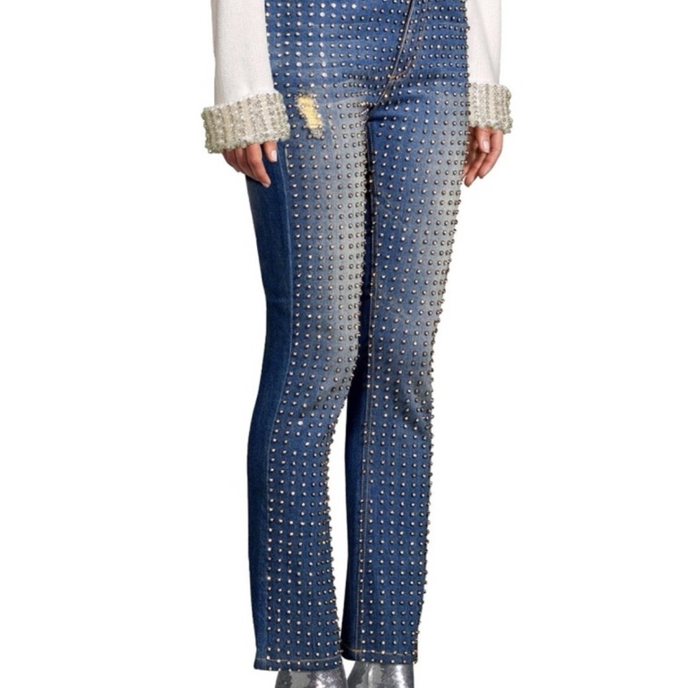 Alice + Olivia Blue Rhinestone Crystal Jeans